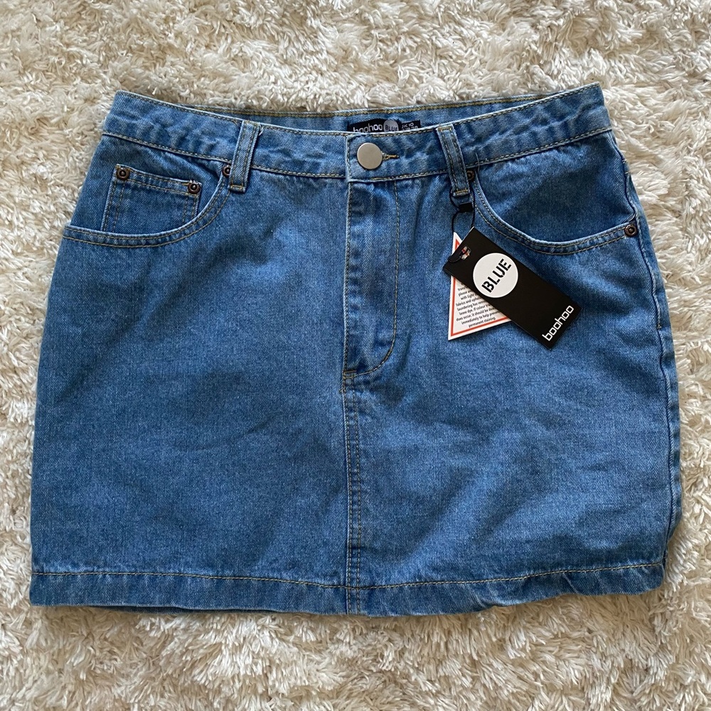 boohoo denim mini skirt